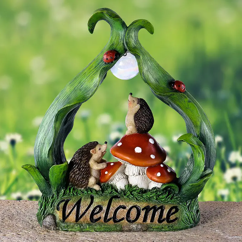 Creative Puppy Ornament For Patios Solar Night Lights Resin Crafts Cute Decorations For Parks And Outdoor Gardens details 3