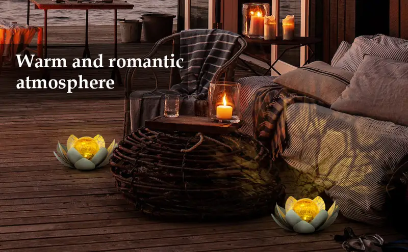1pc solar lights outdoor garden crackle globe glass lotus decoration waterproof led metal flower lights for patio lawn walkway tabletop ground details 1