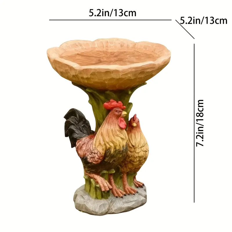 1pc rooster bird feeder funny outdoor bird feeding tray rustic garden ornament plastic animal sculpture gifts for bird lovers bird bath for wild bird details 6