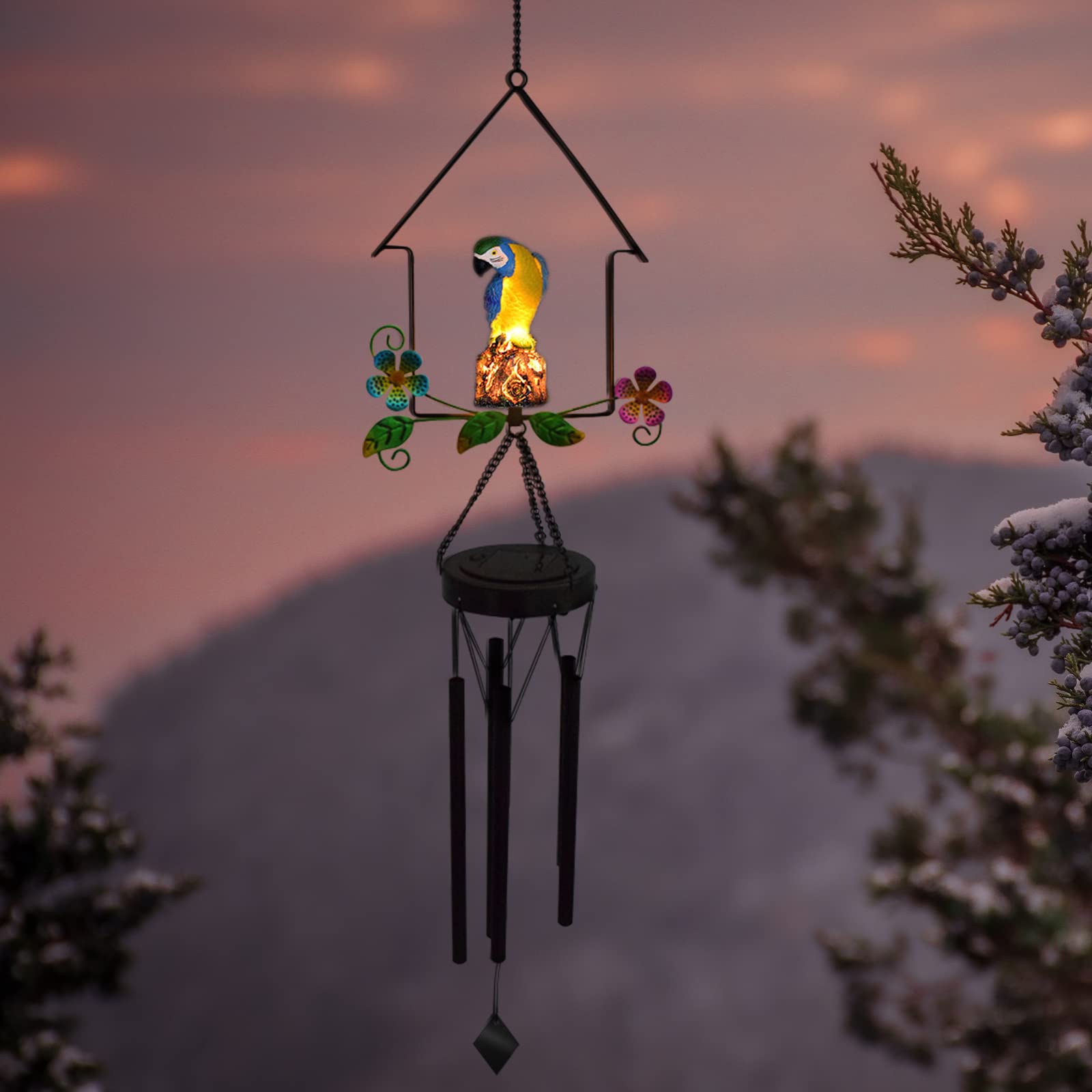Solar-Powered Parrot Wind Chime 