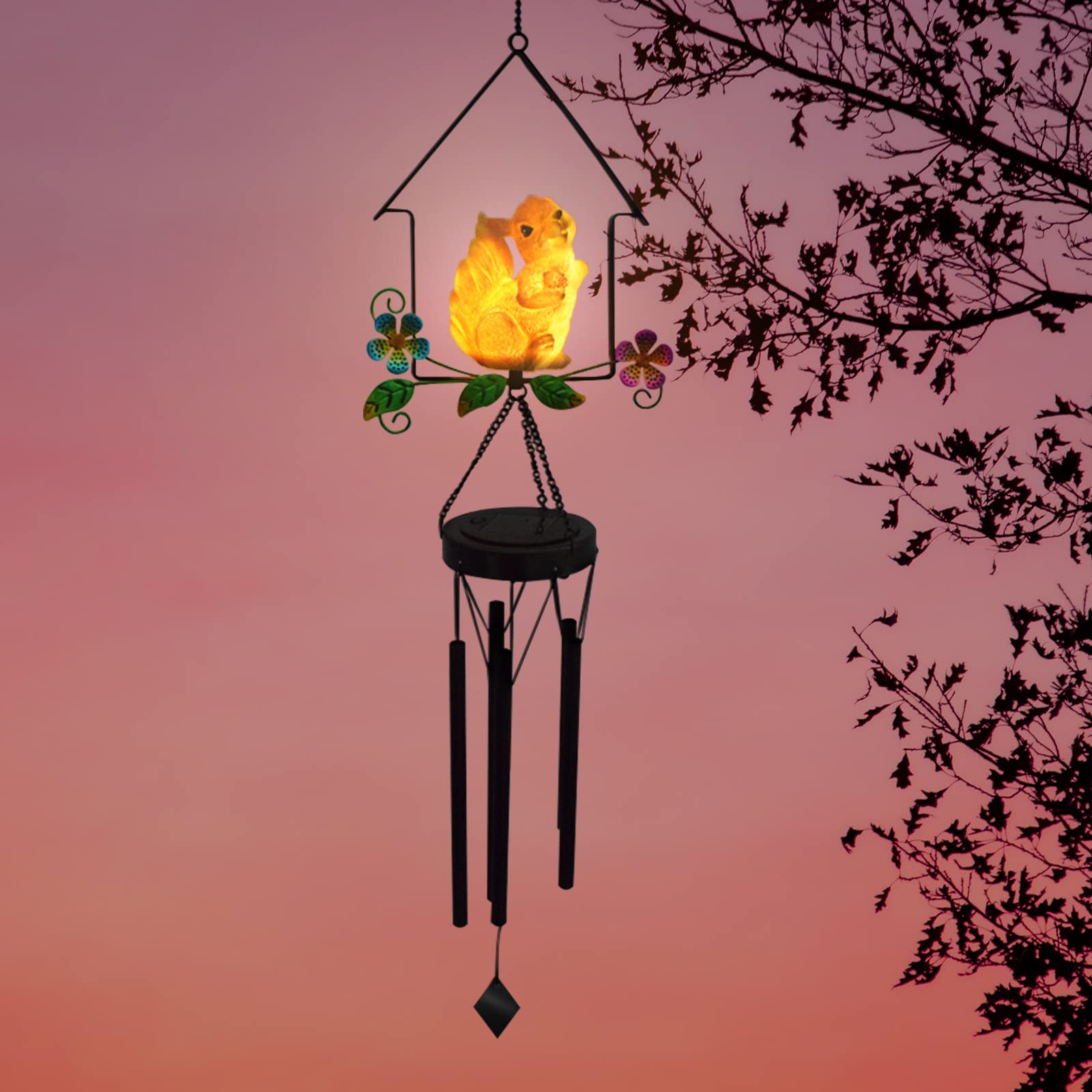 Solar-Powered Squirrel Wind Chime