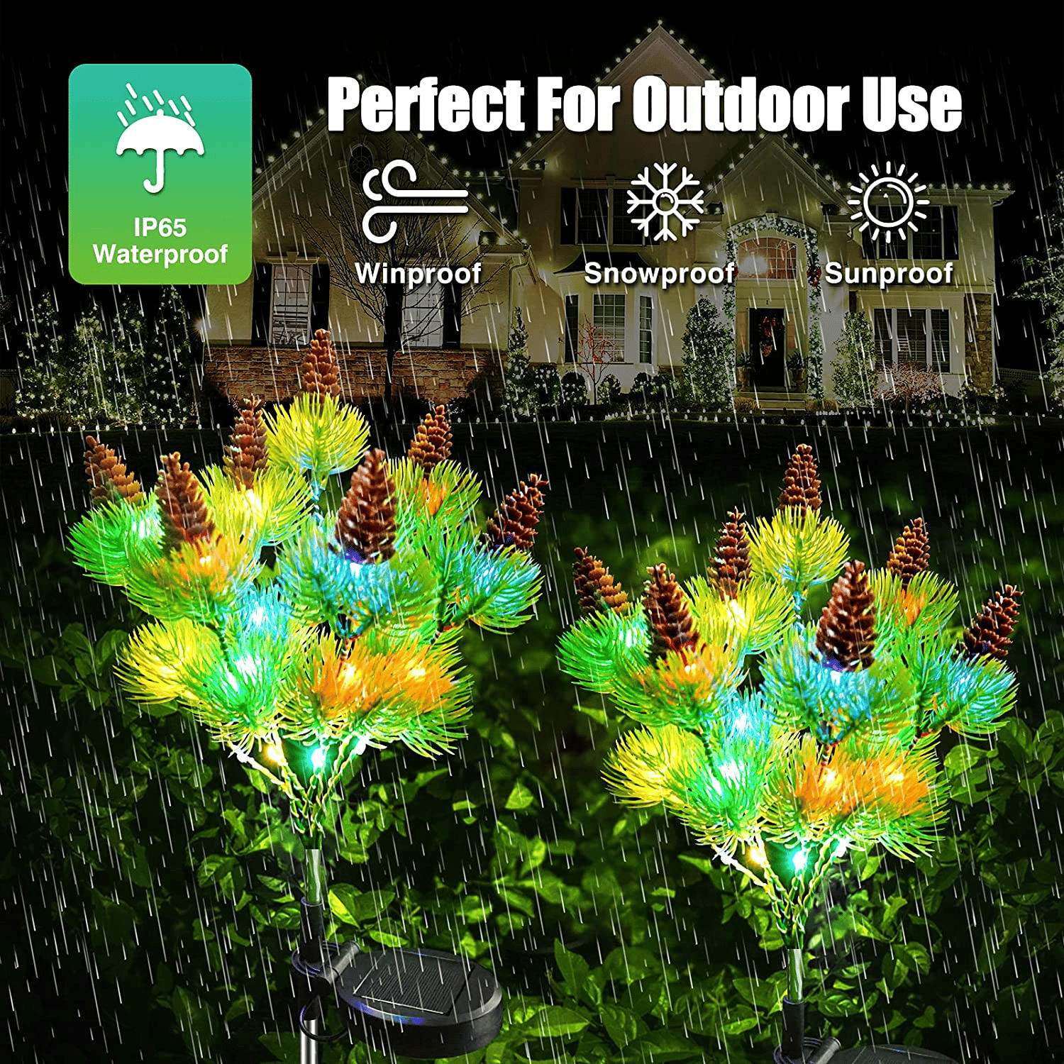 🎆Solar Powered Pine Cone Flowers Lights🌲