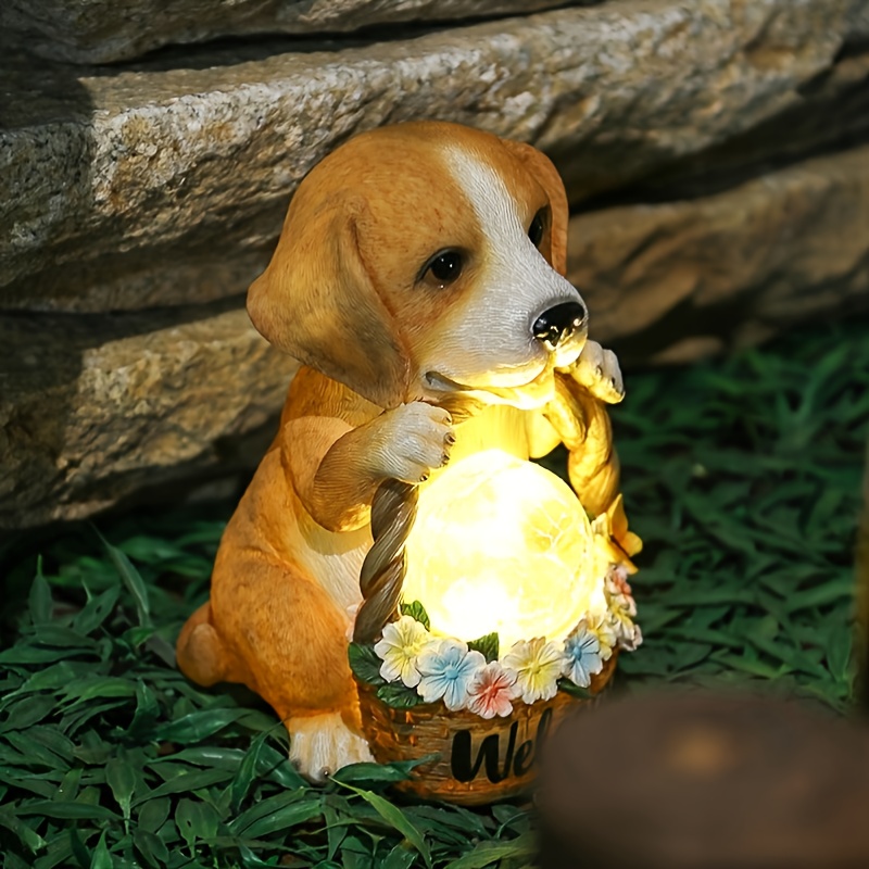 Cute Puppy Solar Night Lights - Creative Resin Crafts for Patios, Parks & Gardens