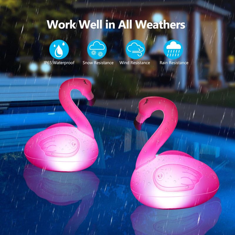 Solar Powered Flamingo Lights for Swimming Pool