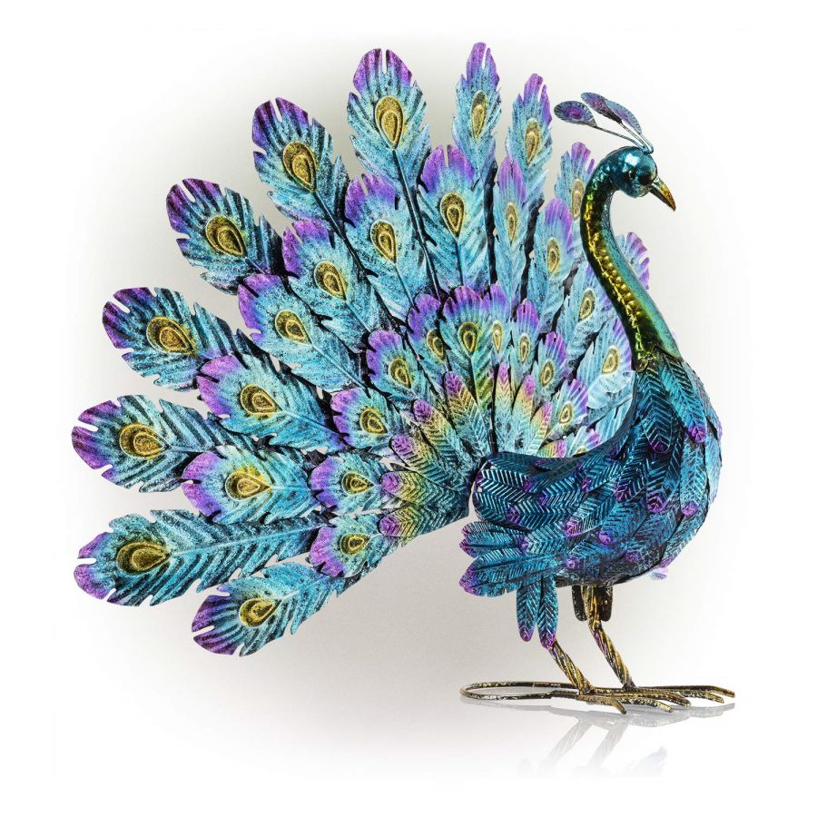 Metal Peacock Outdoor Statue