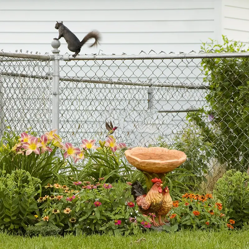 1pc rooster bird feeder funny outdoor bird feeding tray rustic garden ornament plastic animal sculpture gifts for bird lovers bird bath for wild bird details 3