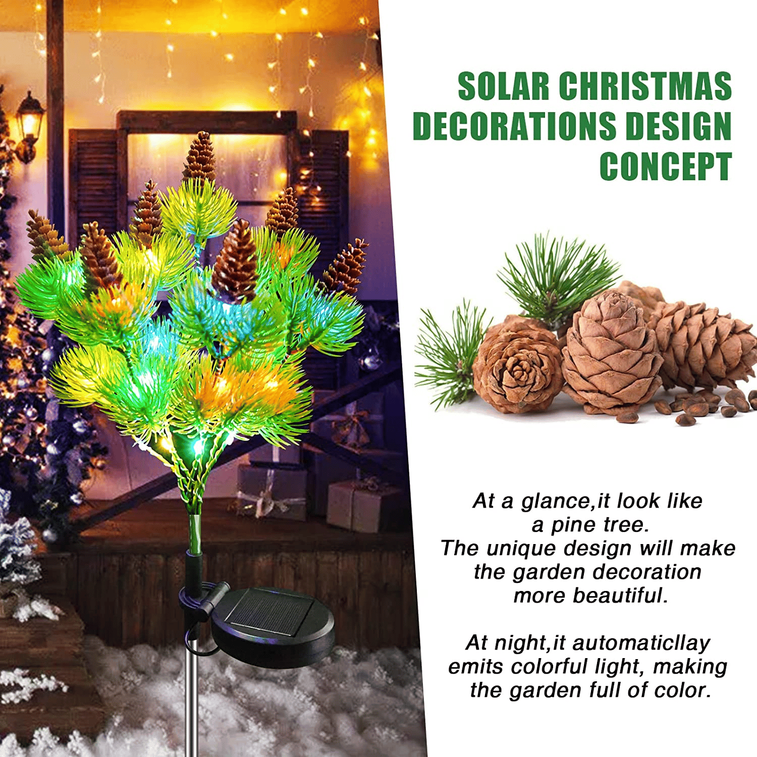 🎆Solar Powered Pine Cone Flowers Lights🌲