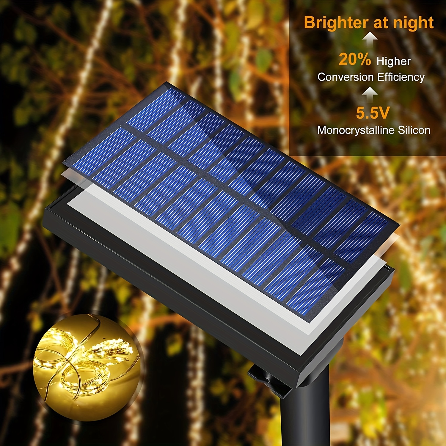300 LEDs Solar Curtain Light, Outdoor Remote Control Light, 8 Lighting Modes Fairy Lights  IP65 Waterproof Copper Wire Lights Christmas Party Wedding Home Bedroom Garden Wall Decor, 8.86''x6.56''