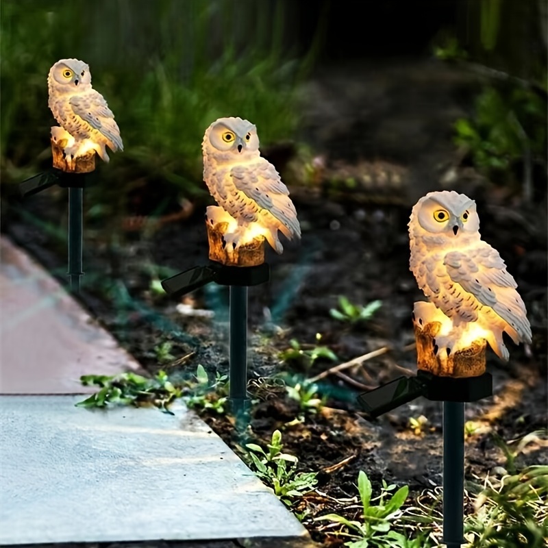 1pc, Owl Solar LED Lights, Solar Garden Lights Outdoor Decor, Resin Garden Waterproof Decorations, Outdoor Yard Pathway Outside Patio Lawn Decor, To Scare Birds Away