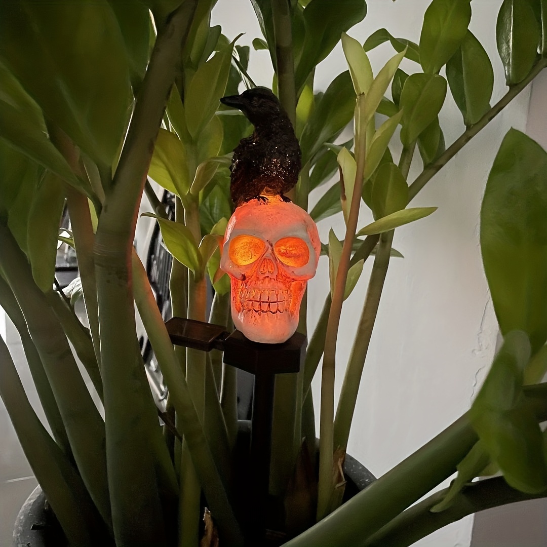  Crow Skull Solar Garden Light, Garden Ground Plug-in Light, Garden Outdoor Waterproof Solar Light Stake