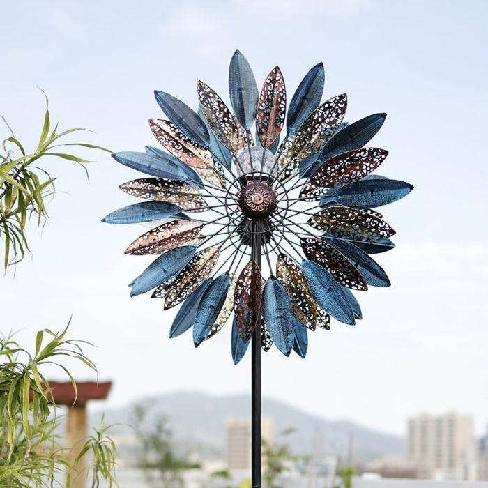Leaf Windmill with Color Changing Solar LED Lights