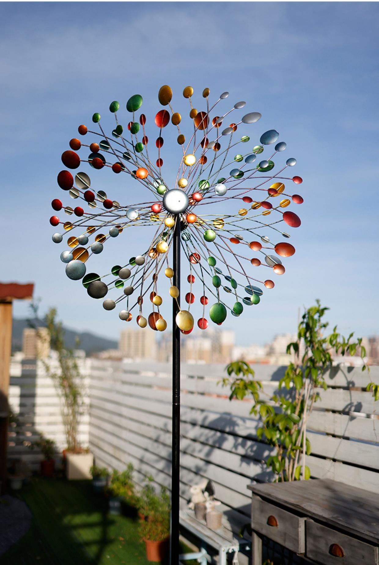 Solar Light Garden Garden Wrought Iron Rotating Big Windmill