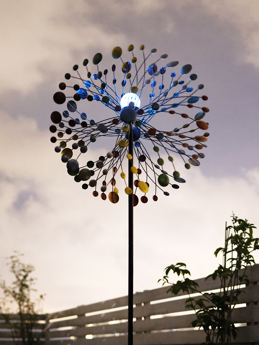 Solar Light Garden Garden Wrought Iron Rotating Big Windmill