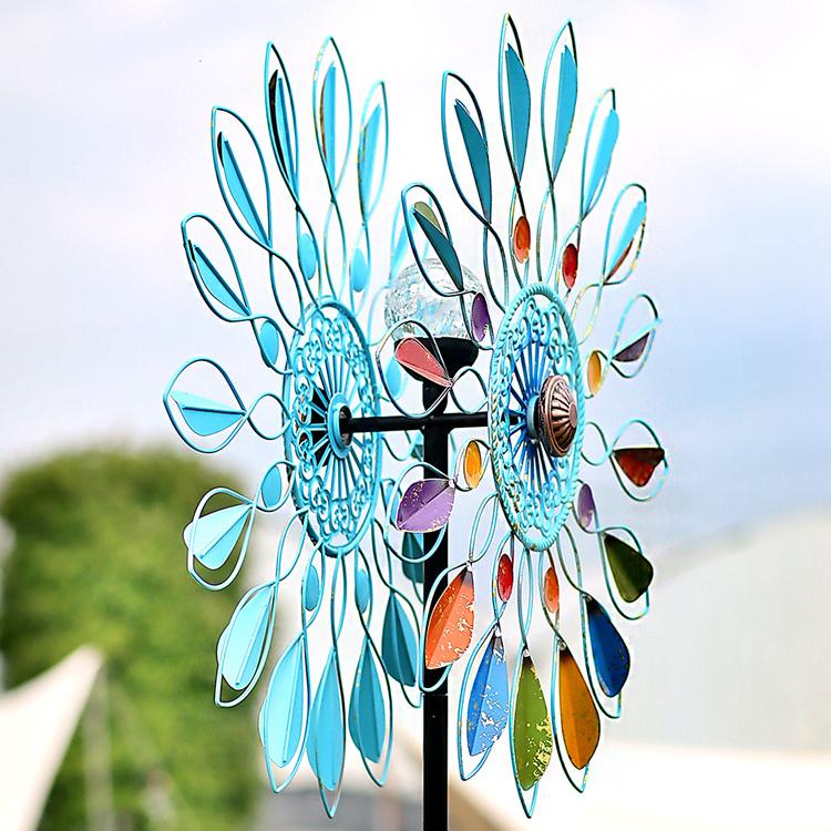 Solar-Powered Colorful Leaves Windmill