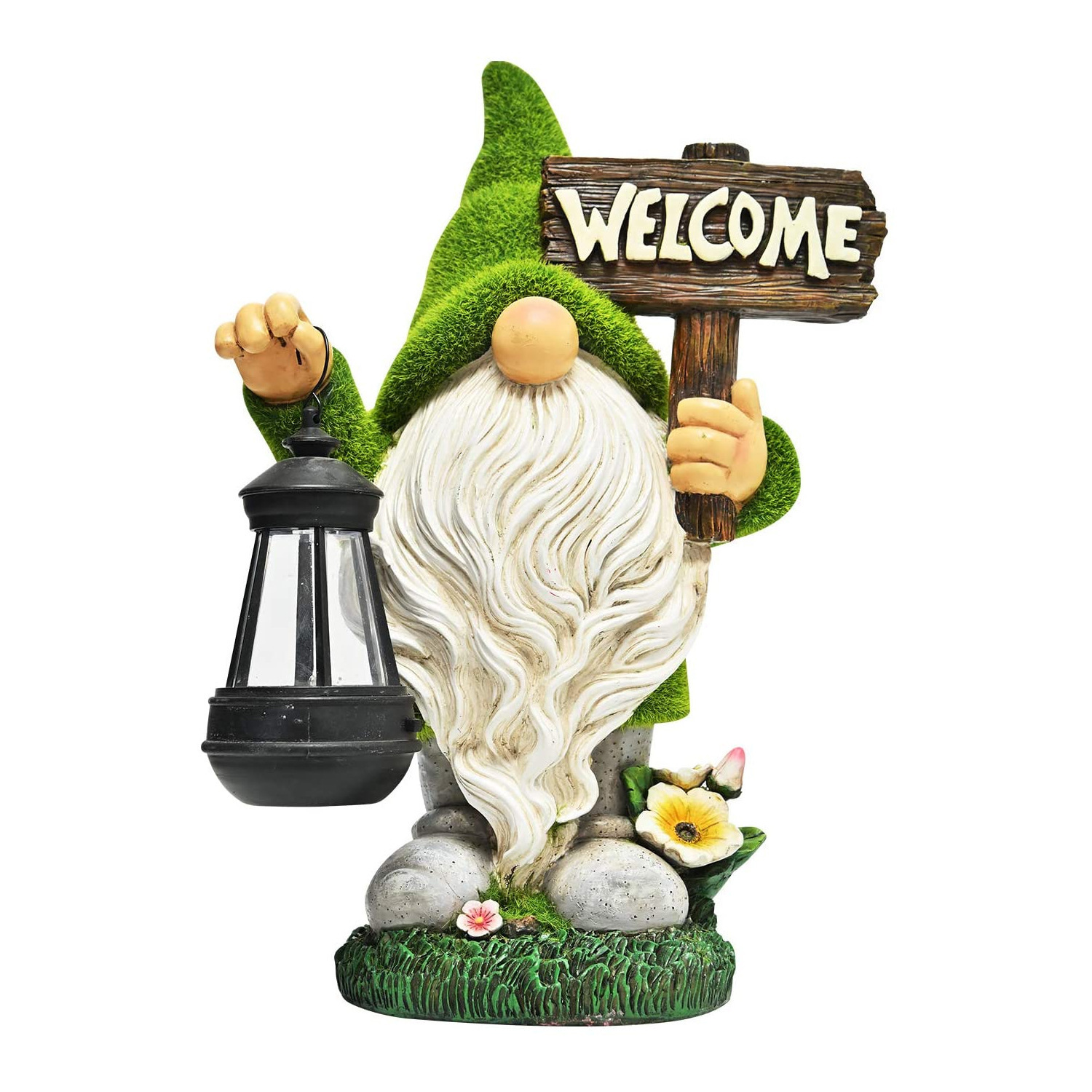 Welcome Dwarf Statue Solar Light