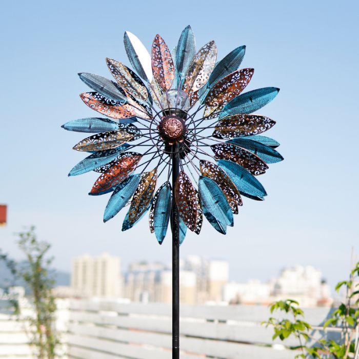 Leaf Windmill with Color Changing Solar LED Lights