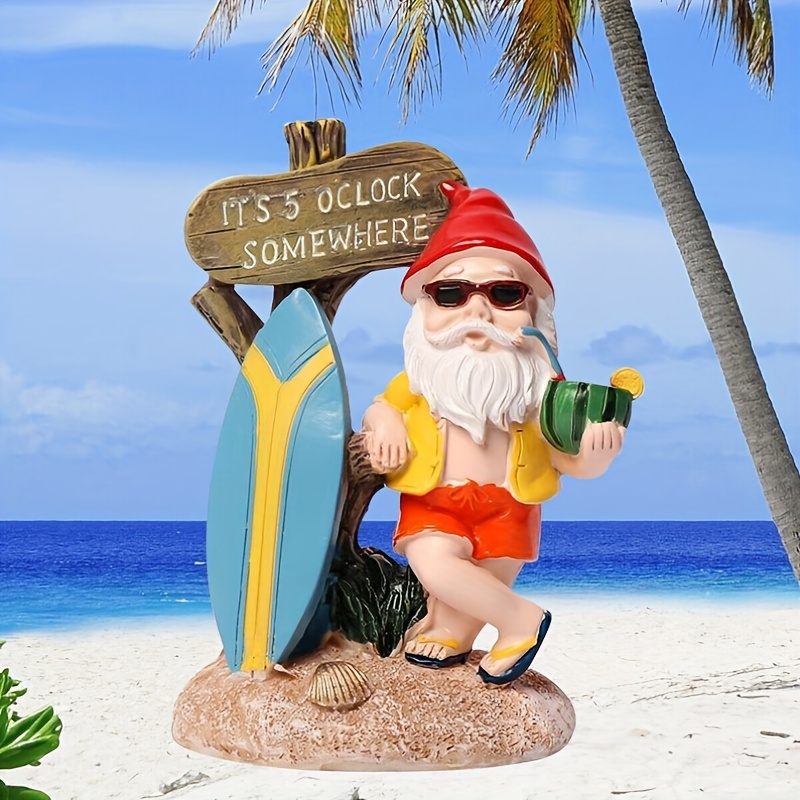Garden Creative Surf Gnome Plastic Statue, Mini Garden Supplies DIY Potted Micro Landscape Decor