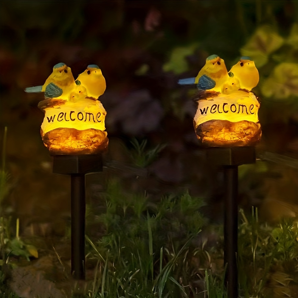 Solar Garden Lights Outdoor Decor, Solar Welcome Birds Lights Warm LED, IP44 Waterproof Welcome Birds Decorative Lights