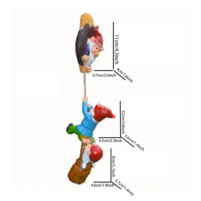 1pc garden gnome statue climbing gnomes fairy tree hugger garden art outdoor for four seasons decor resin crafts ornaments for patio lawn yard art decoration details 6
