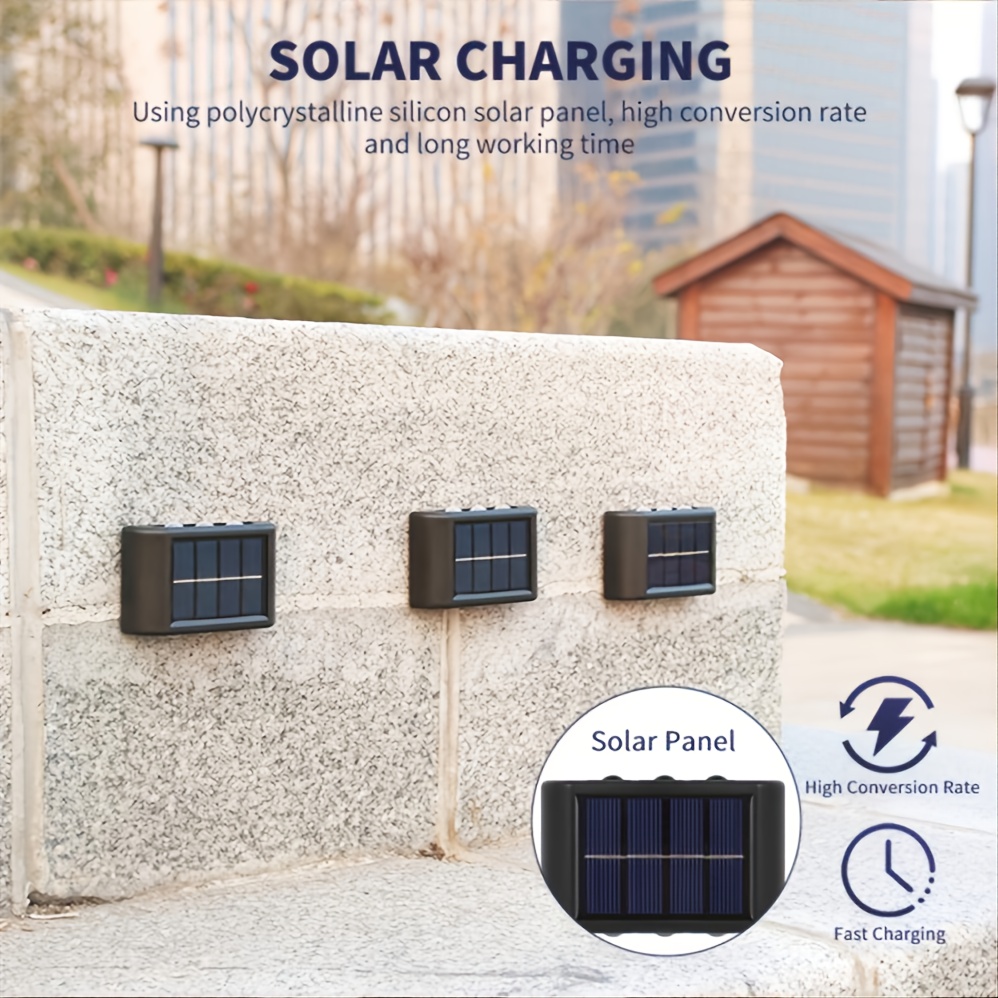 Solar Waterproof Wall Light For Outdoor Decoration, 6 LED Lights, Wall Light For Courtyard, Street, Landscape, Garden