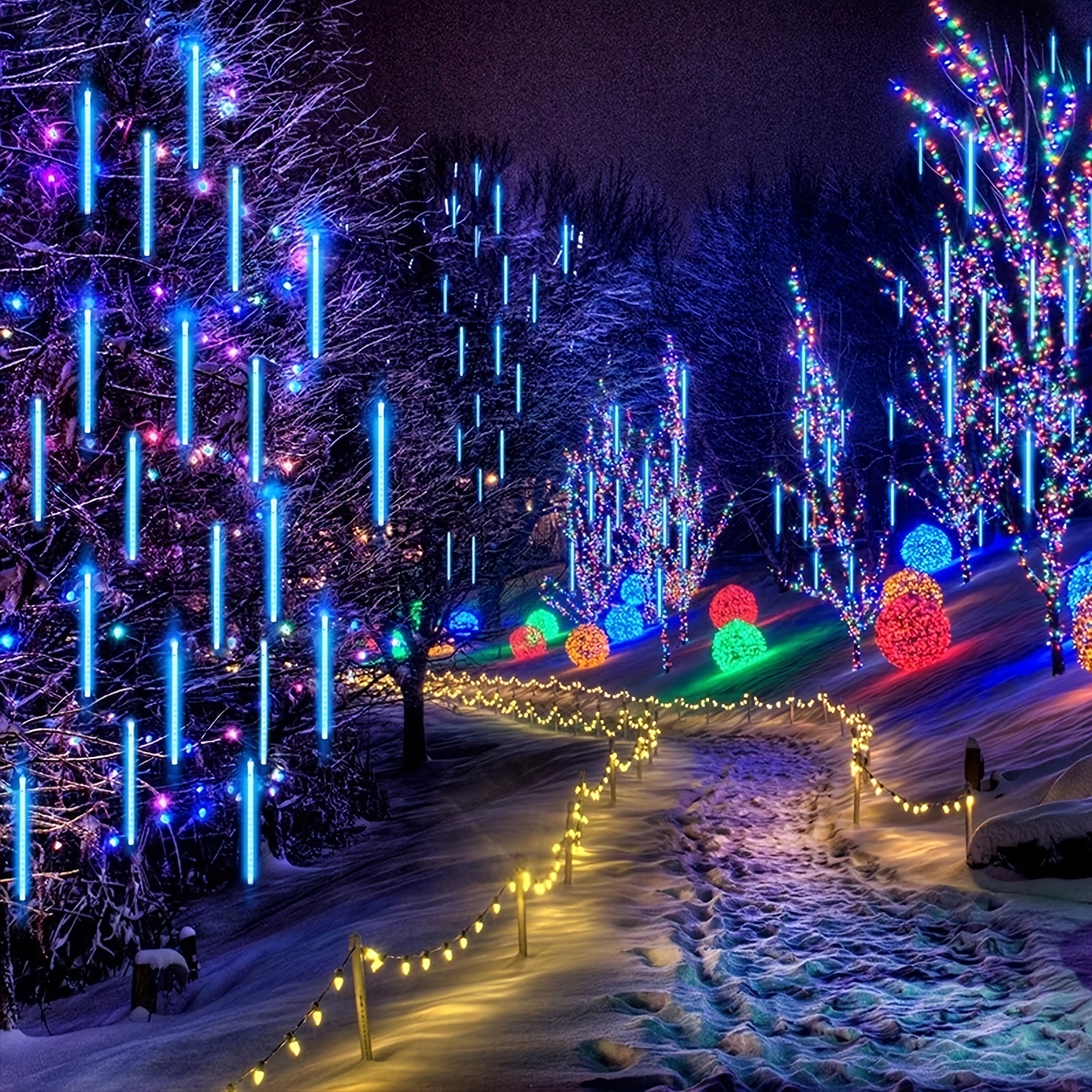 1pc Outdoor Solar Meteor Lights Christmas Lights String Lights For Garden Tree Holiday Party Decorations