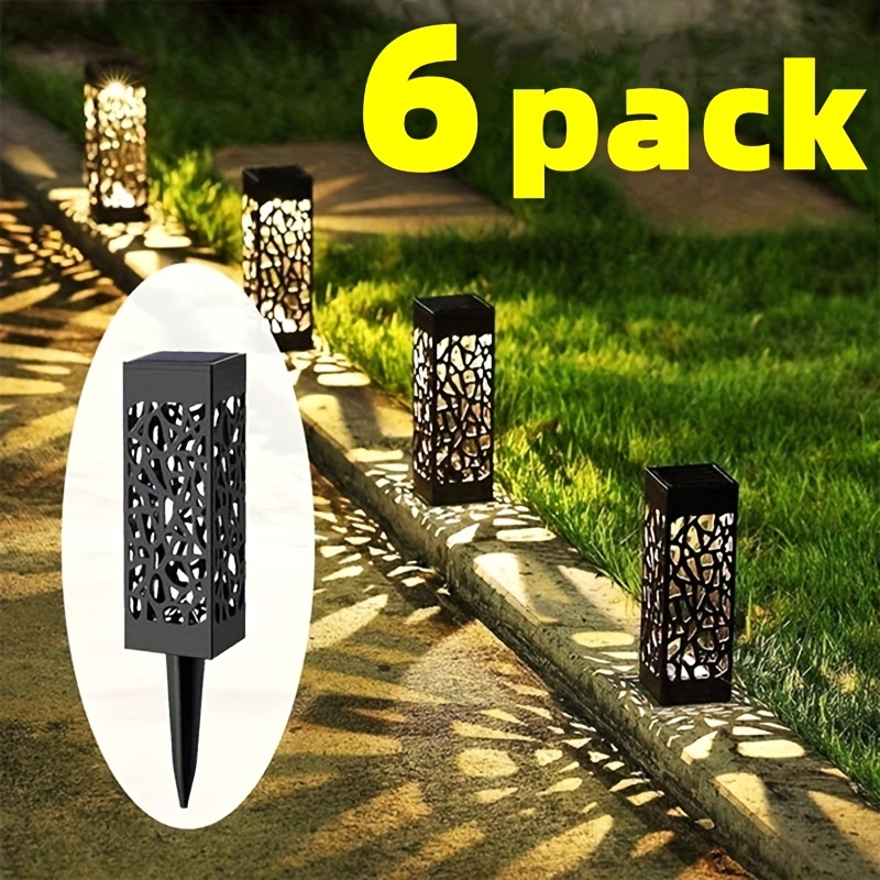 6pcs Outdoor Lawn Light Hollow Out Waterproof Lighting Solar Landscape Light For Outdoor Park Camping Lawn