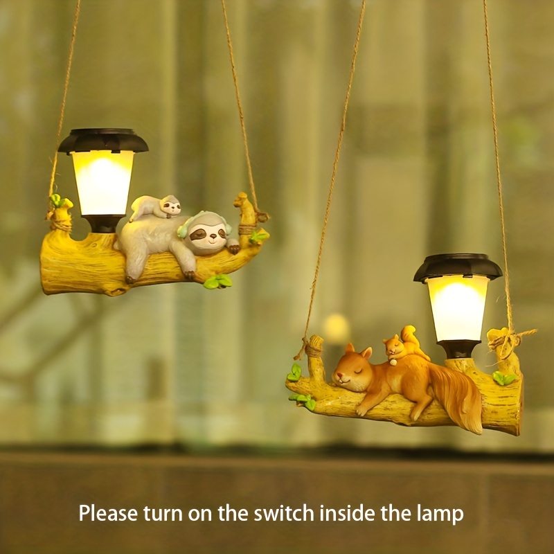 Cartoon Animal Outdoor Garden Decorative Light, Squirrel Sloth Hanging Light
