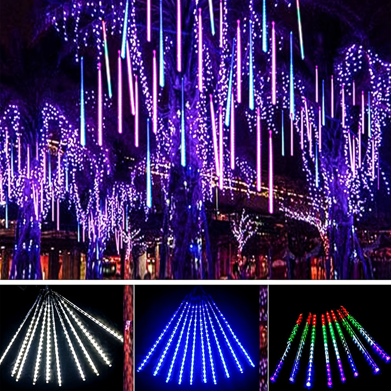 1pc Outdoor Solar Meteor Lights Christmas Lights String Lights For Garden Tree Holiday Party Decorations