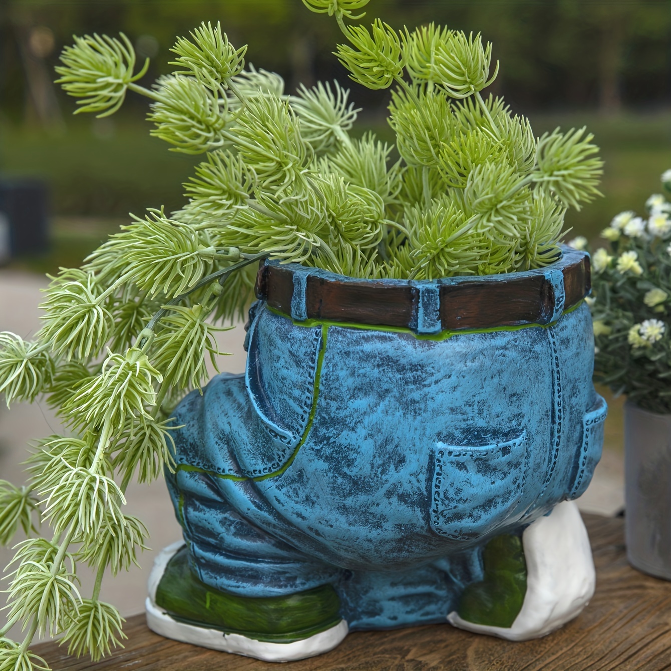 Funny Indoor And Outdoor Flower Pots Resin Denim Pants Ornaments Creative Flower Pot Decoration