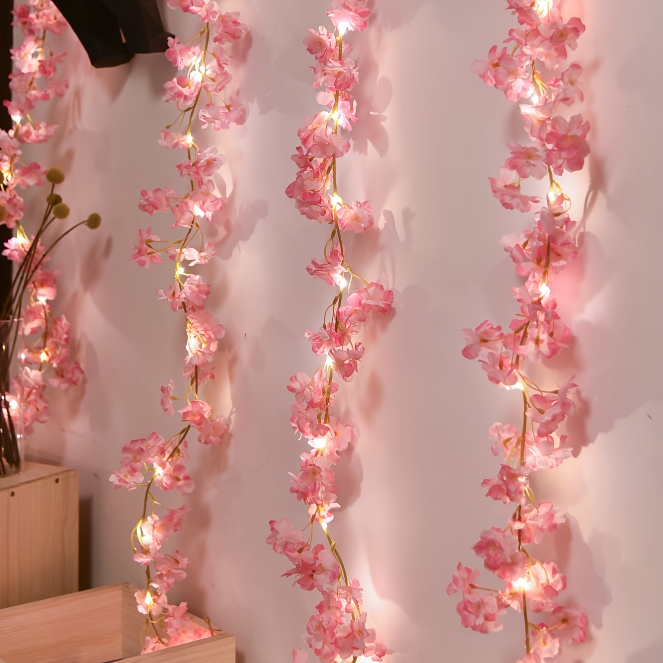 LED Cherry Blossom Lamp String Yard Light New Year Decorations,(1pc 6.56ft 20 Led)