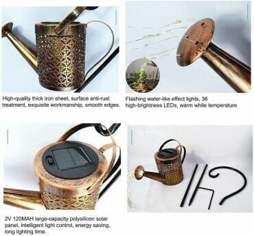 💦2022 New Upgrade Solar Watering Can Lights --Waterproof Garden Flower Decor with 32 inch Shepherd Hook