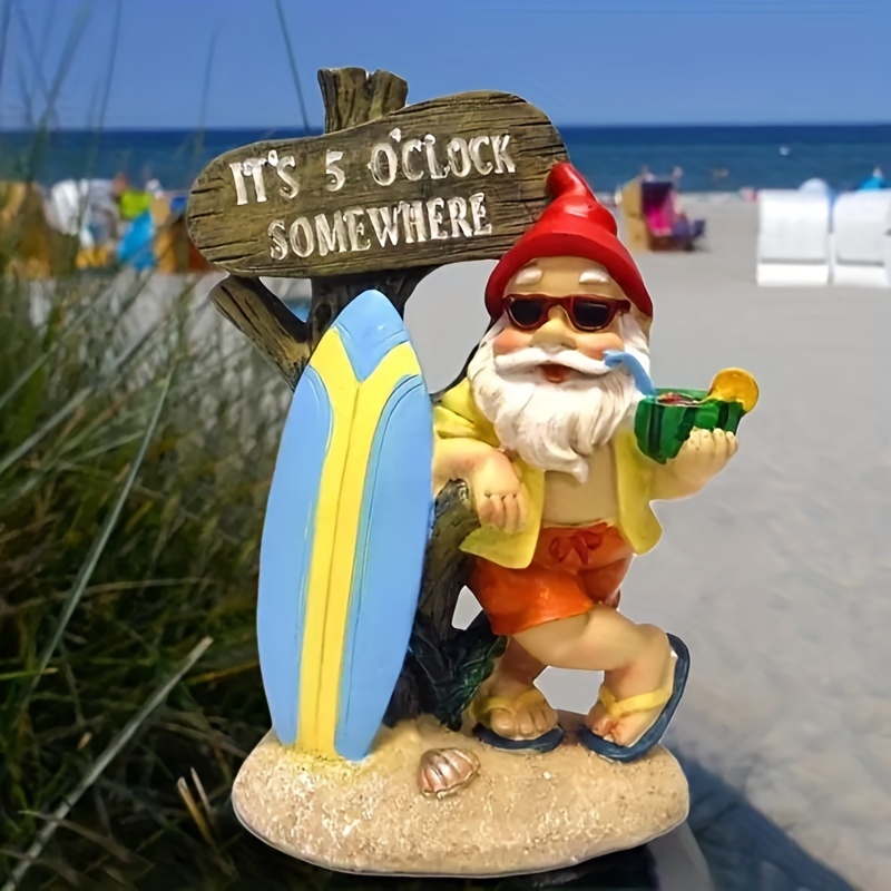 Garden Creative Surf Gnome Plastic Statue, Mini Garden Supplies DIY Potted Micro Landscape Decor