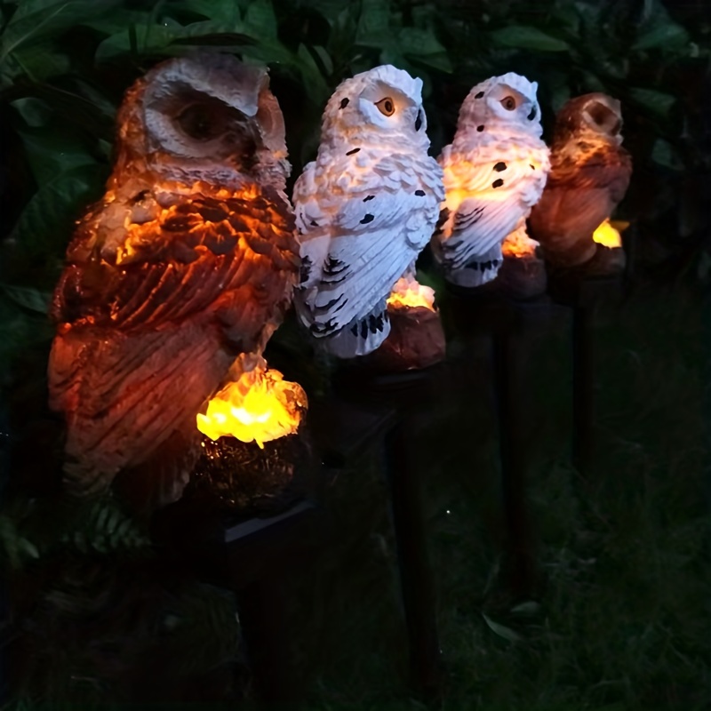 1pc, Owl Solar LED Lights, Solar Garden Lights Outdoor Decor, Resin Garden Waterproof Decorations, Outdoor Yard Pathway Outside Patio Lawn Decor, To Scare Birds Away