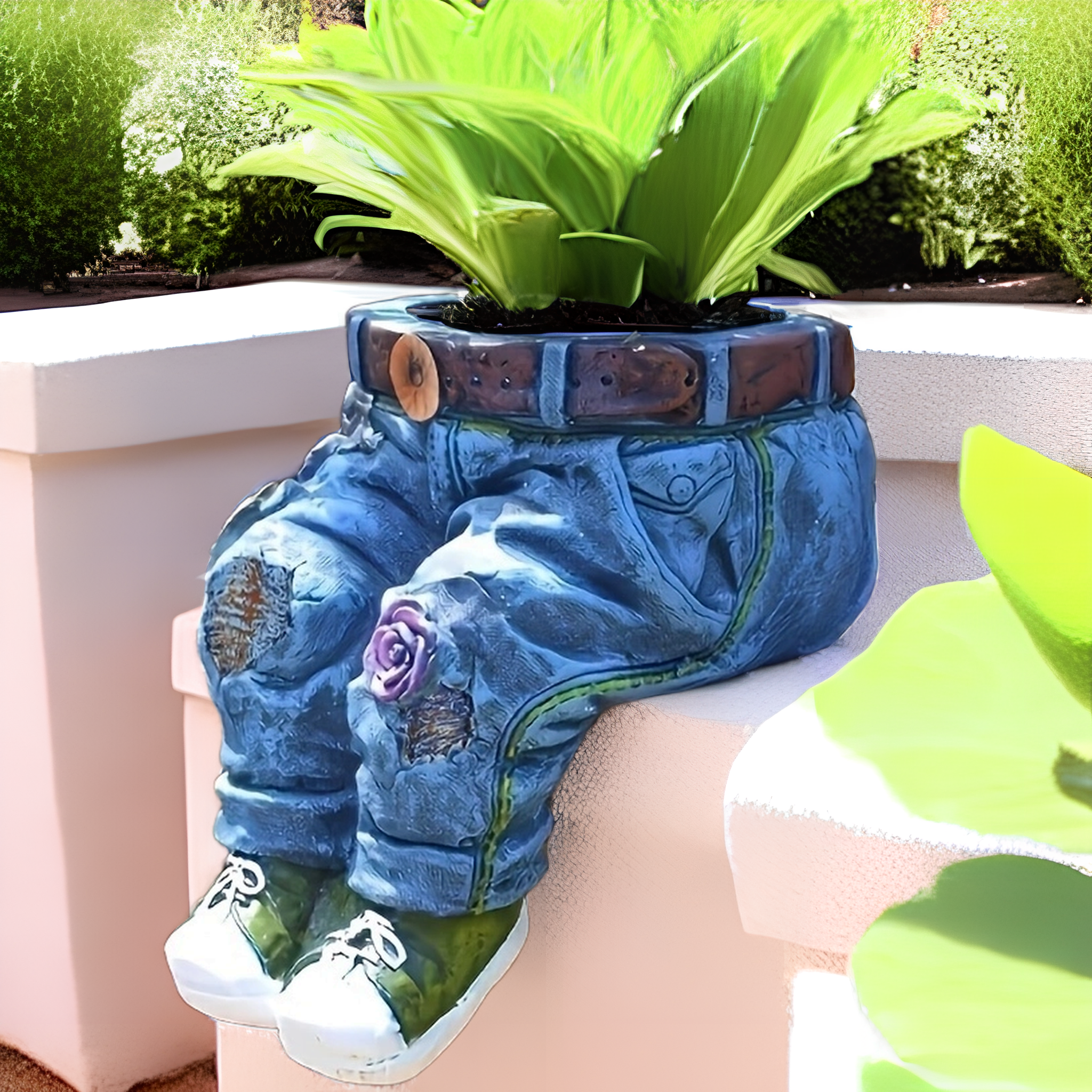 Funny Indoor And Outdoor Flower Pots Resin Denim Pants Ornaments Creative Flower Pot Decoration