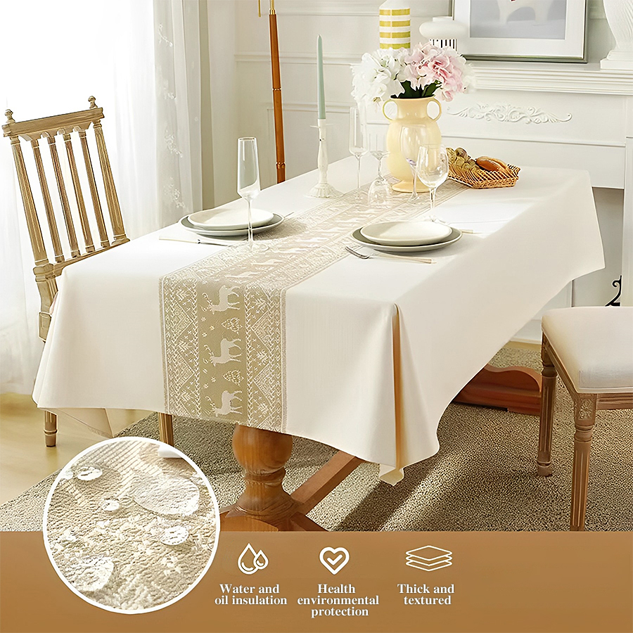 HomeArtique Tablecloths Table Flag with Tassel And Moose Pattern