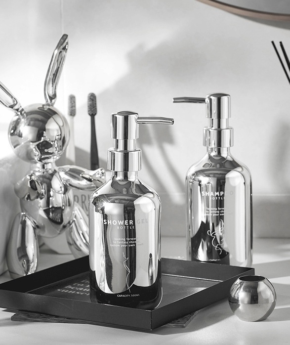 HomeArtique Bathroom Storage Sliver Grey Dispense Bottles