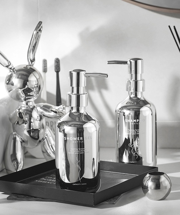 HomeArtique Bathroom Storage Sliver Grey Dispense Bottles