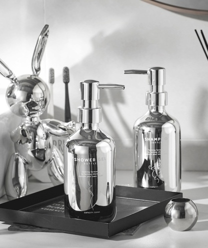 HomeArtique Bathroom Storage Sliver Grey Dispense Bottles