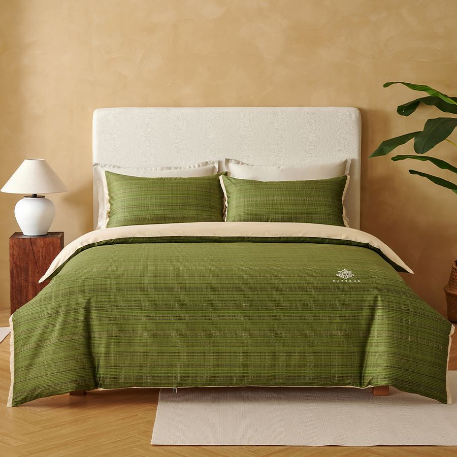 60 Long-staple Cotton Grass Green Stripes Four-piece Bedding Sets