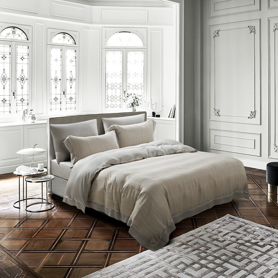 100 Tencel Solid Color Stripes Four Pieces Bedding Sets