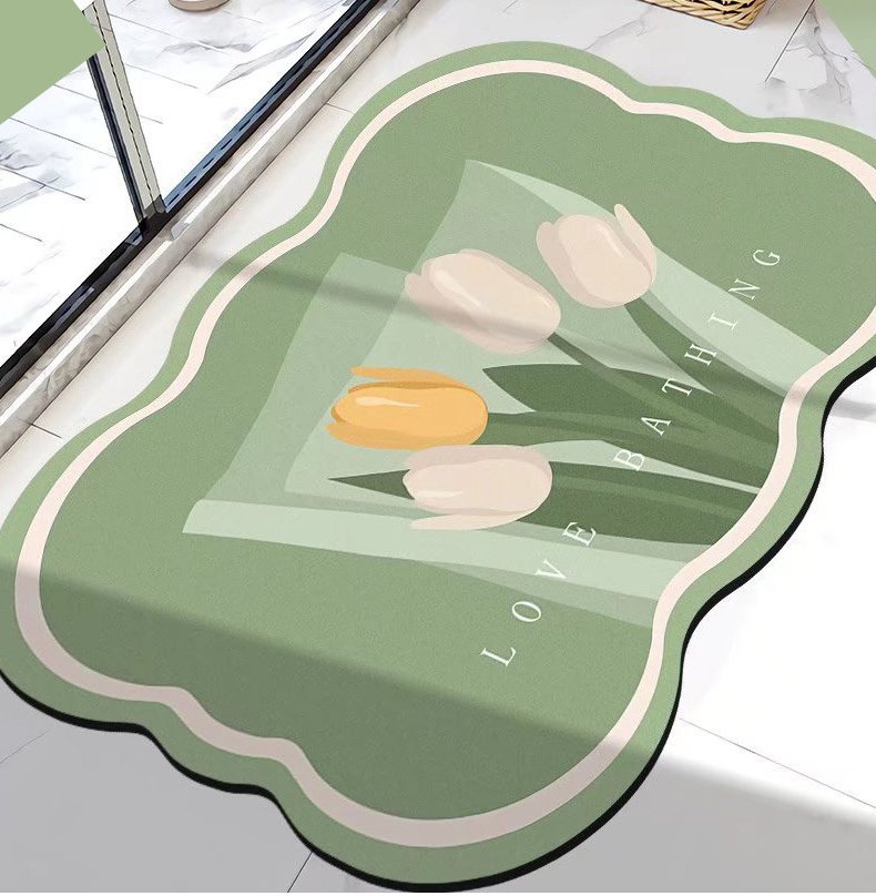HomeArtique Bath Mats Green Diatomaceous Earth Absorbent Door Mat