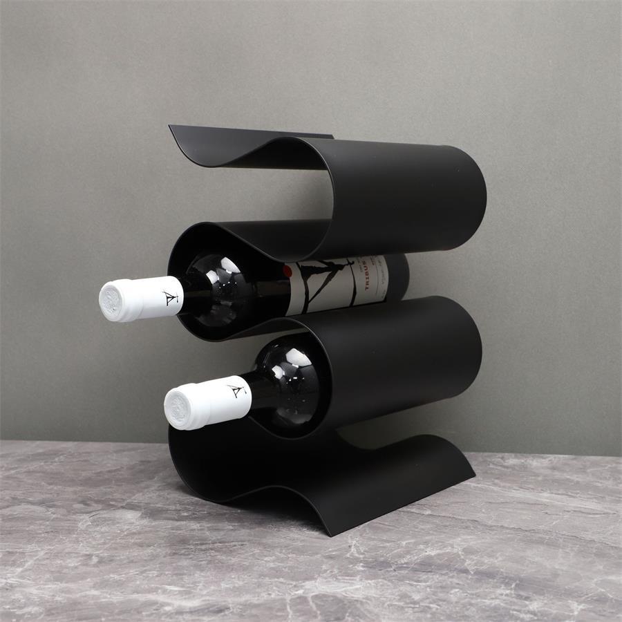 HomeArtique Wine Rack Black Metal S-shaped