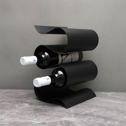 HomeArtique Wine Rack Black Metal S-shaped