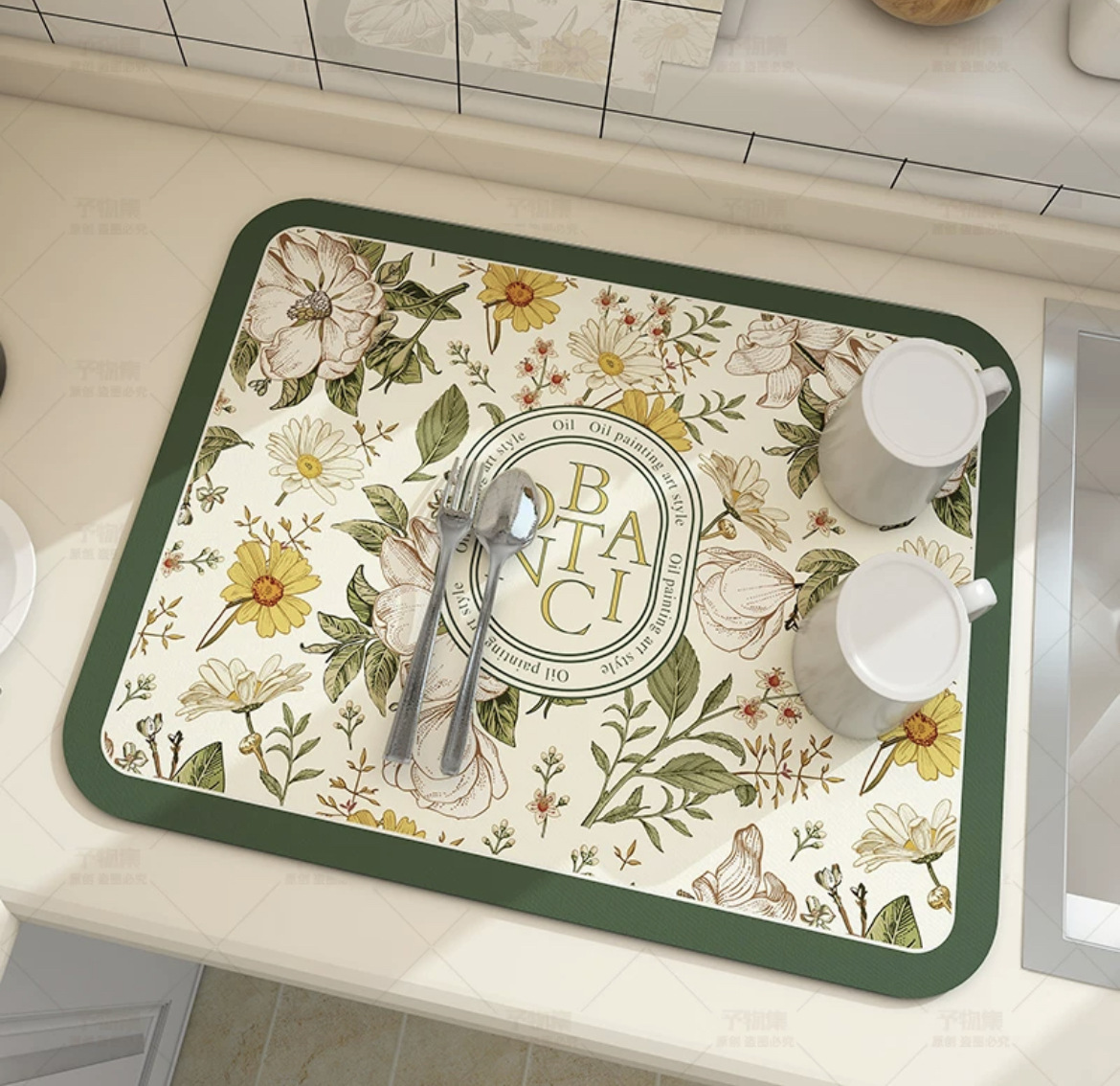 Countertop raining mat diatomite absorbent mat tabletop tableware mat 