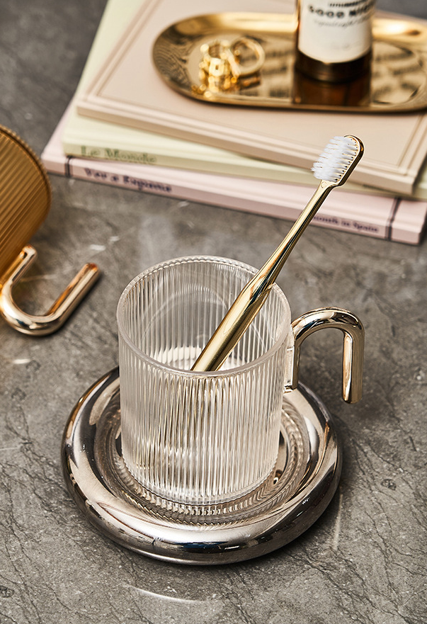 HomeArtique Mouthwash Cup Electroplated Handle Mouthwash Cup