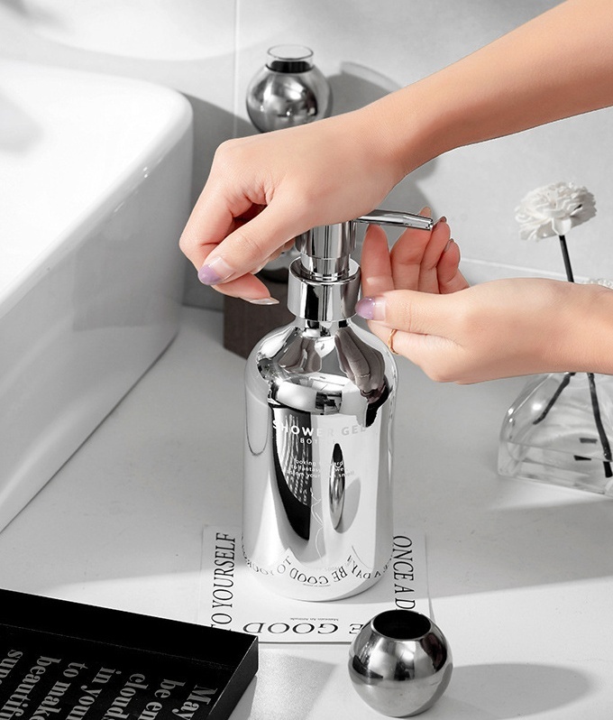 HomeArtique Bathroom Storage Sliver Grey Dispense Bottles