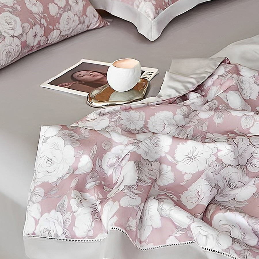 HomeArtique Summer Quilt Purple Flower Print Tencel Silk Quilt