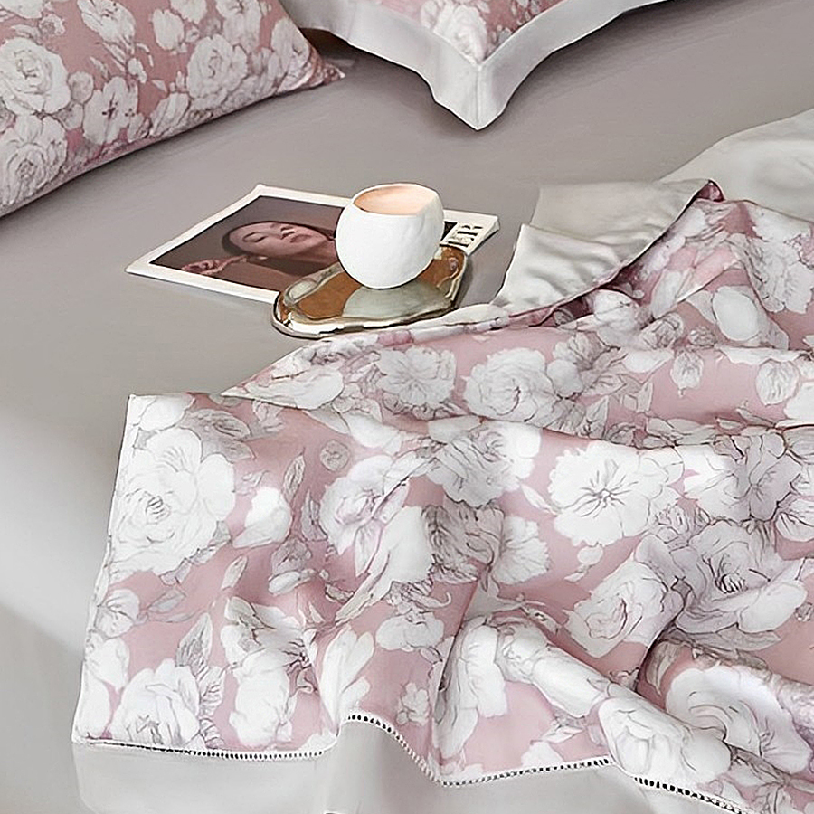 HomeArtique Summer Quilt Purple Flower Print Tencel Silk Quilt