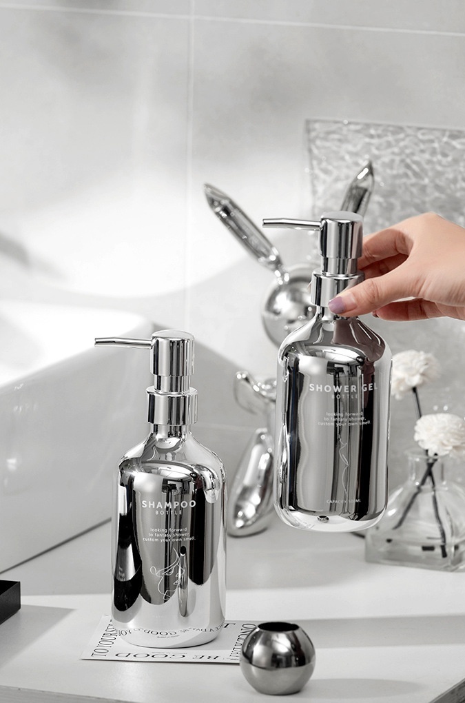 HomeArtique Bathroom Storage Sliver Grey Dispense Bottles