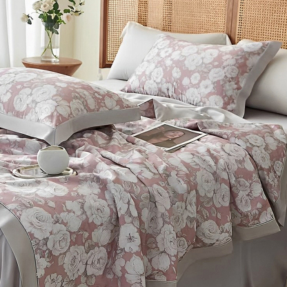 HomeArtique Summer Quilt Purple Flower Print Tencel Silk Quilt